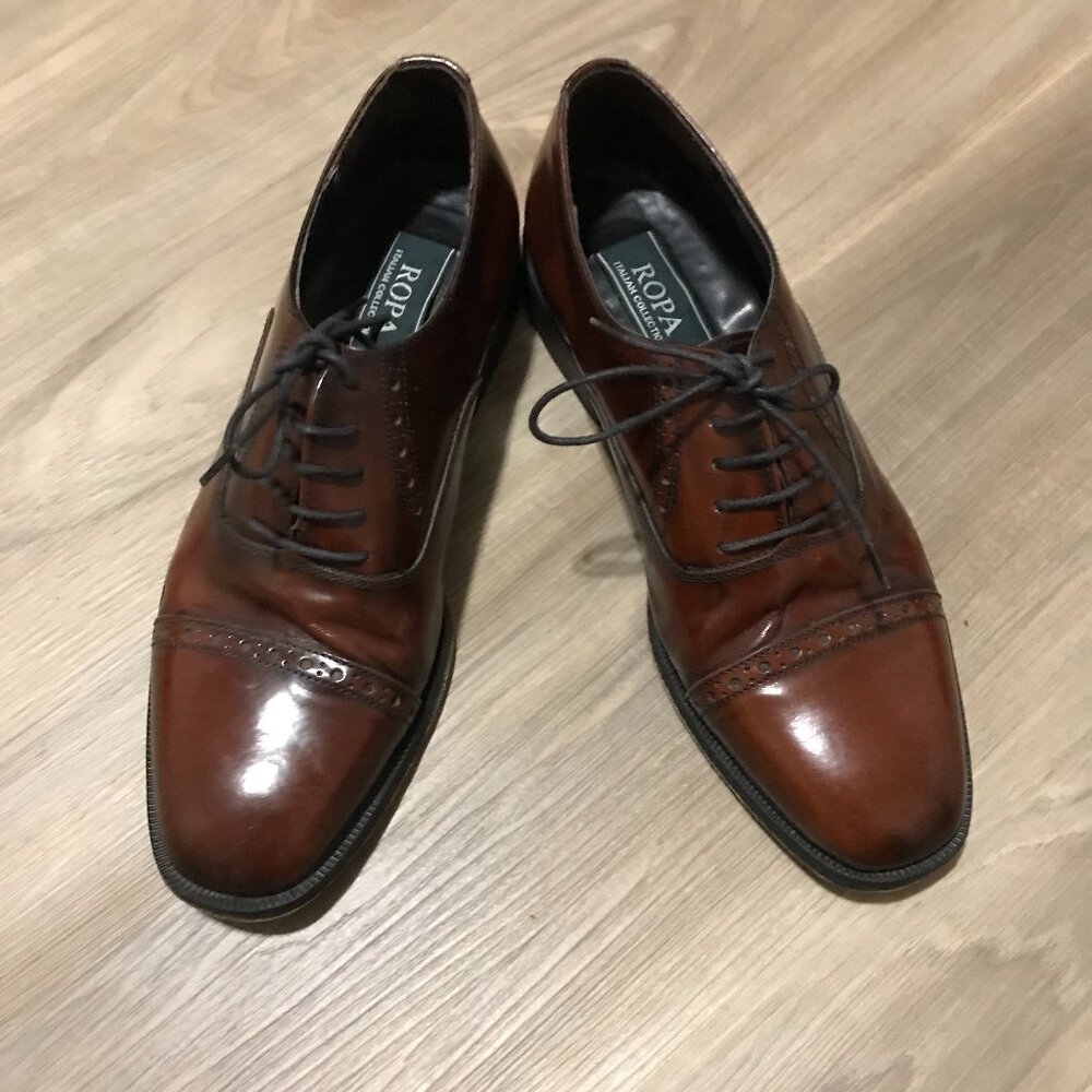 Ropa Men's Patent Leather Brown Shoes Size 42